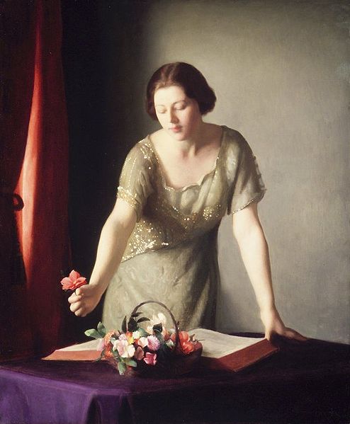 William McGregor Paxton Girl Arranging Flowers